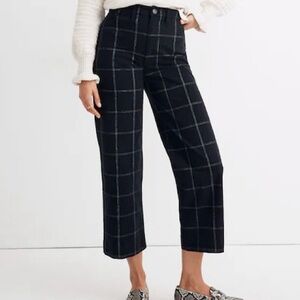 NWT Madewell Slim Emmett Wide-Leg Crop Pants in Space-Dyed Windowpane 26